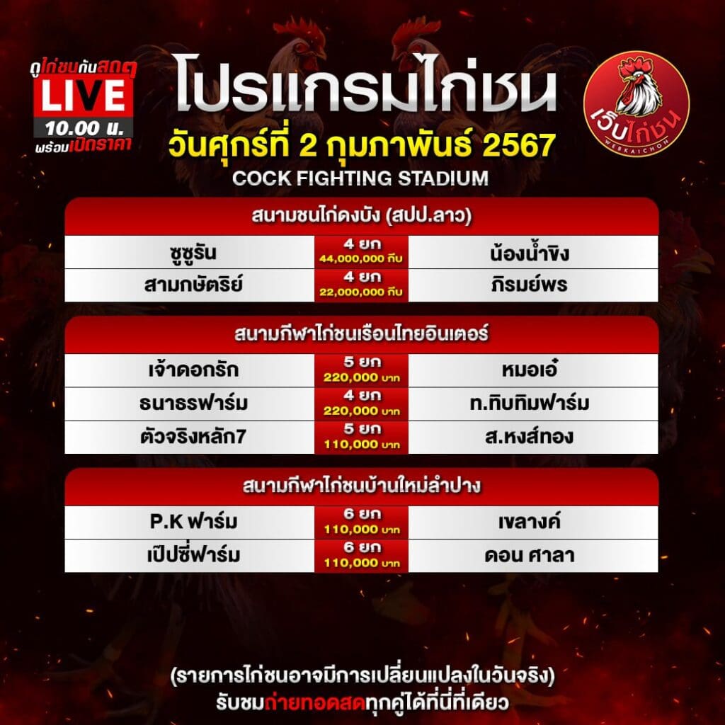 โปรแกรมไก่ชน2267