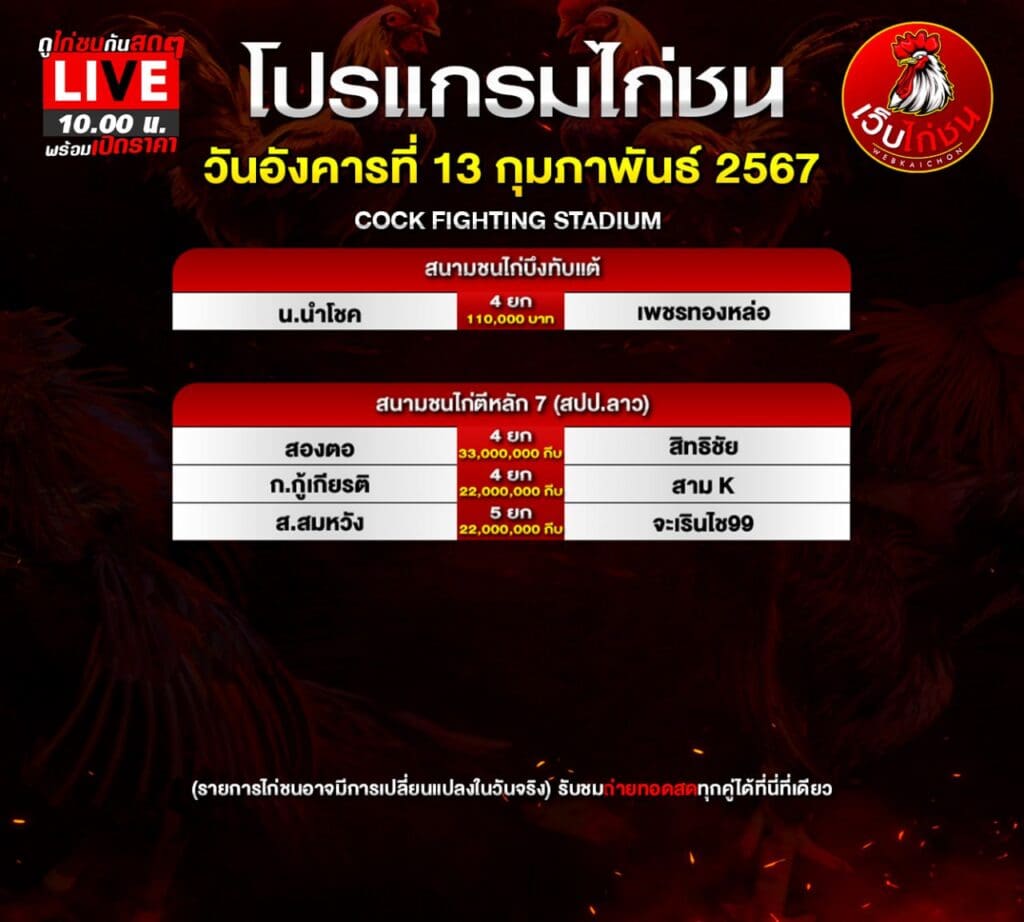 โปรแกรมไก่ชน13267