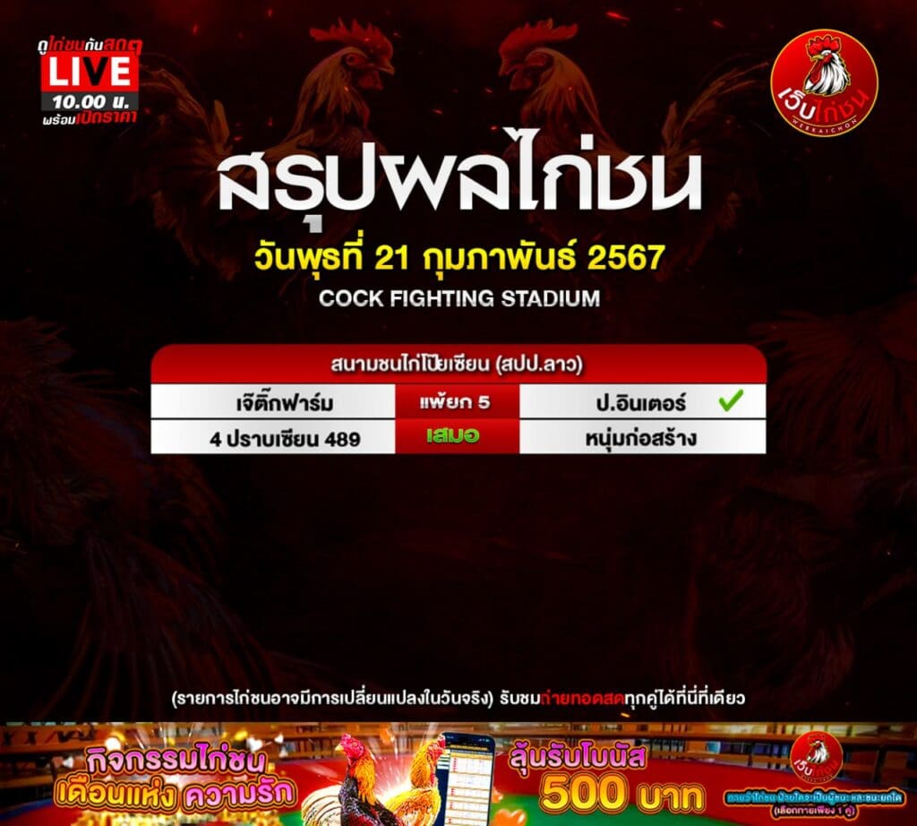 ไก่ชนล่าสุด210267