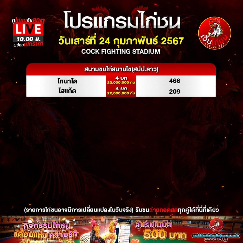 โปรแกรมไก่ชน24267